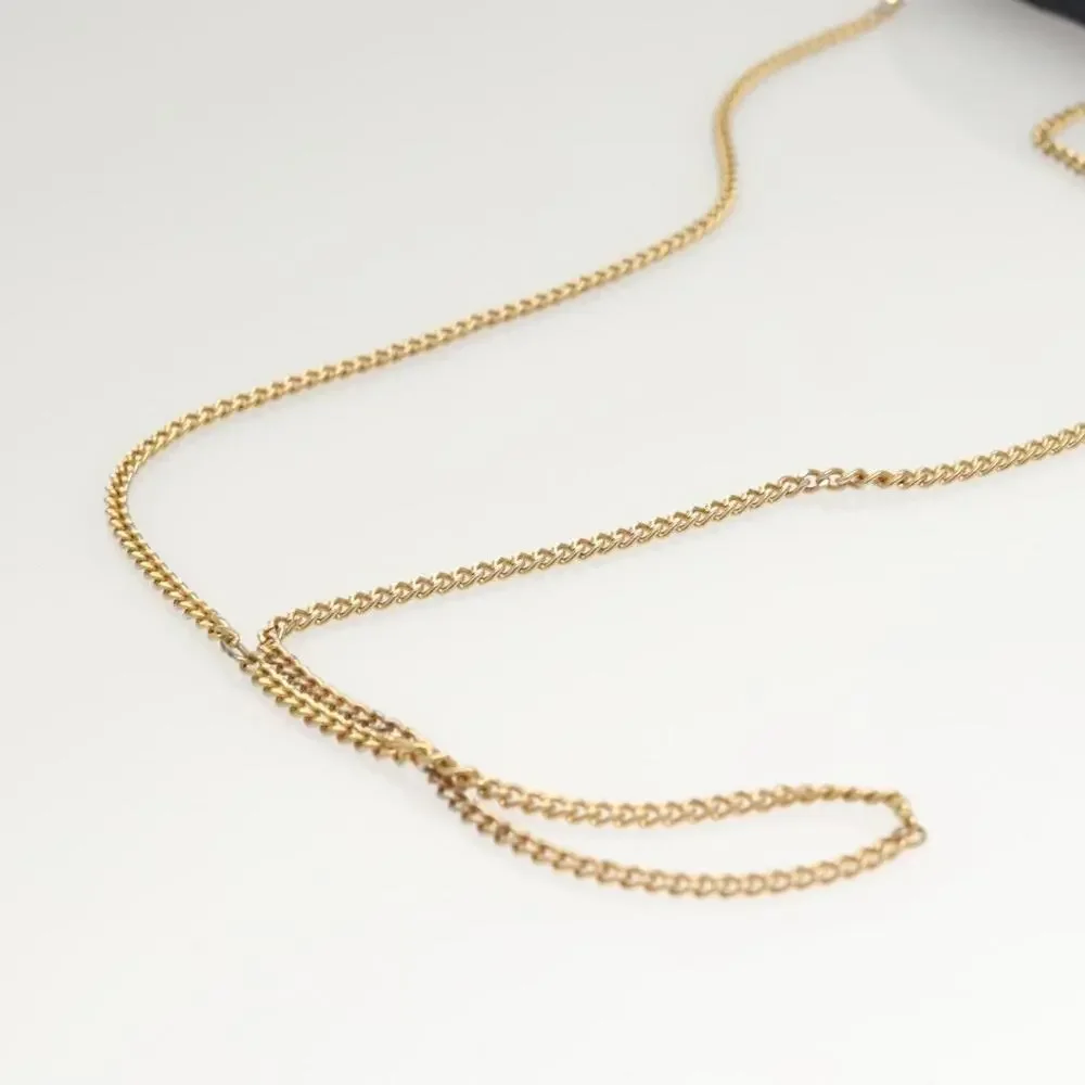 Chanel Mini Matelasse Cotton Chain Pouch Navy Gold CC Blue